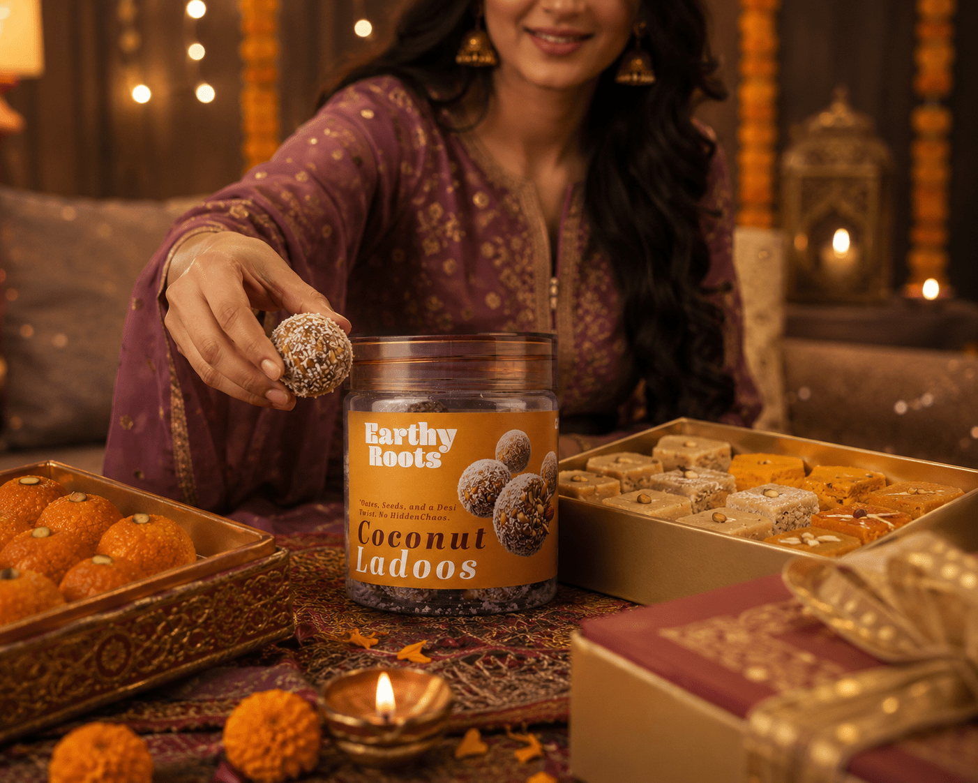 Coconut Ladoo | Real Nuts and Seeds | No Added Sugar | No Preservatives | 250 gm - Earthy Roots