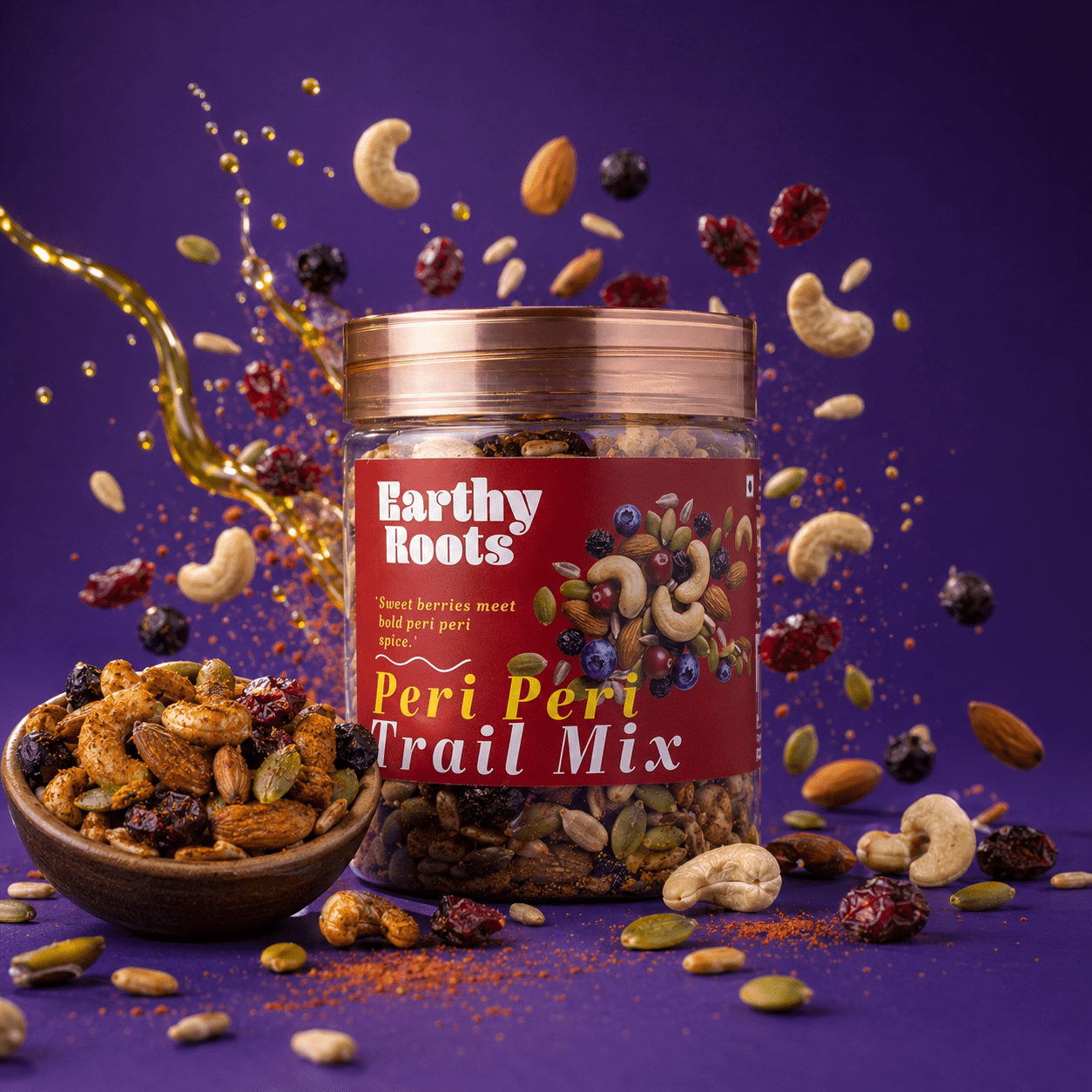 Peri Peri Trail Mix | No Added Sugar | No Preservatives | 250 gm - Earthy Roots